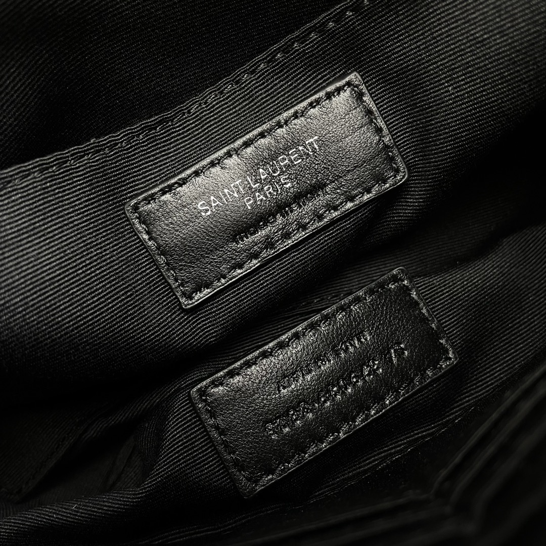 SAINT LAURENT Clutch Bag in Black Twill Leather by Black Logo