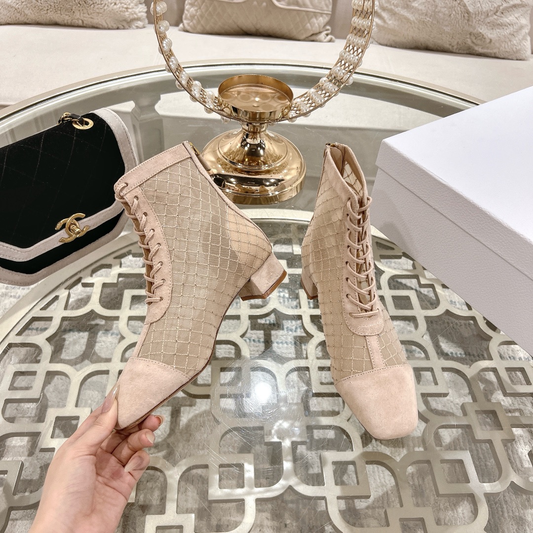DIOR Spring-Summer Jardin d'Hiver Embroidered Jacquard Mesh Boots