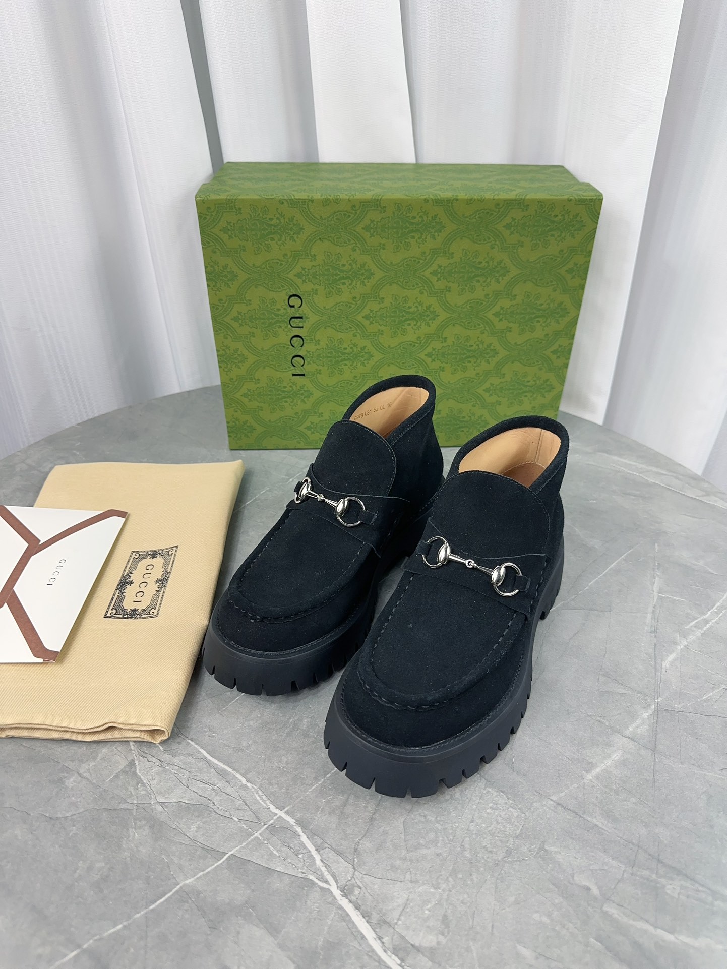 Gucci Suede Thick-Soled Loafer Shoes