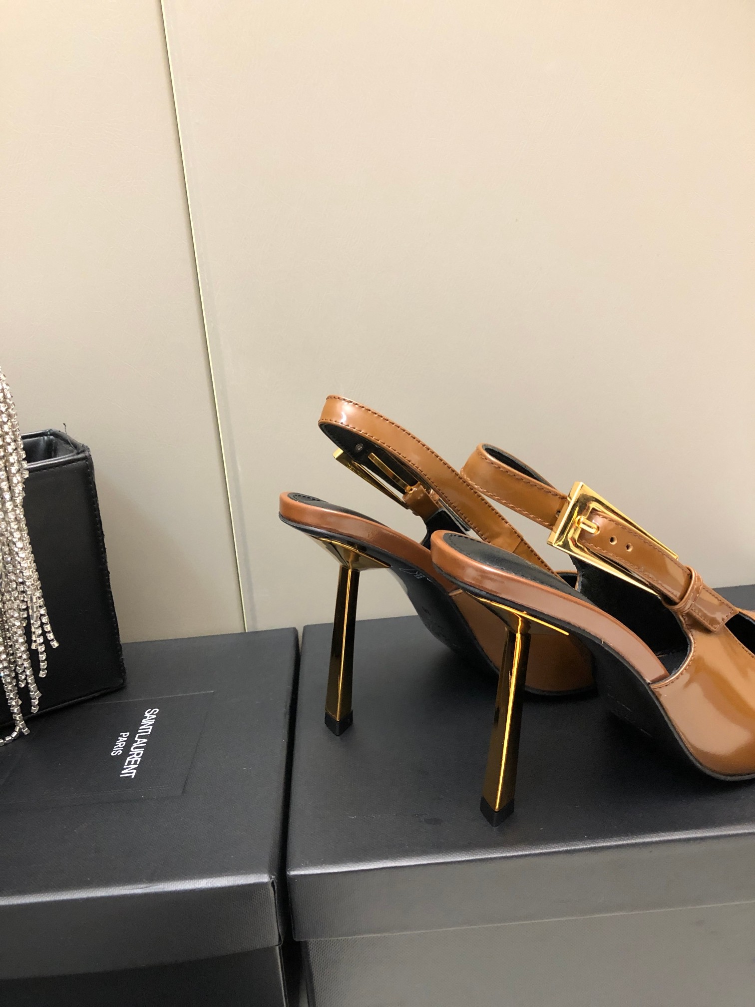 Saint Laurent Small Square-Toe High Heels