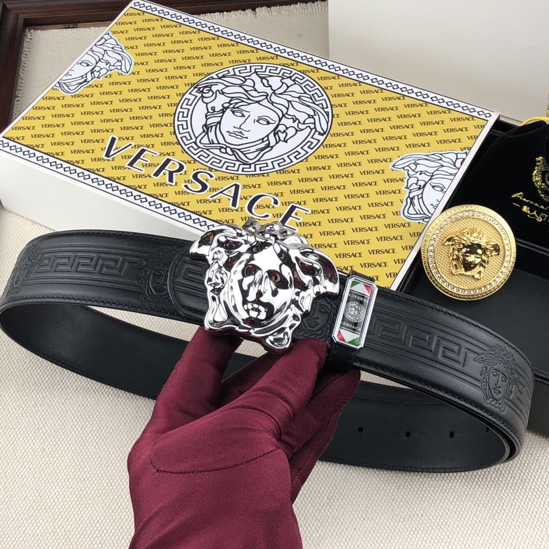 Versace Double-Buckle Belt Set