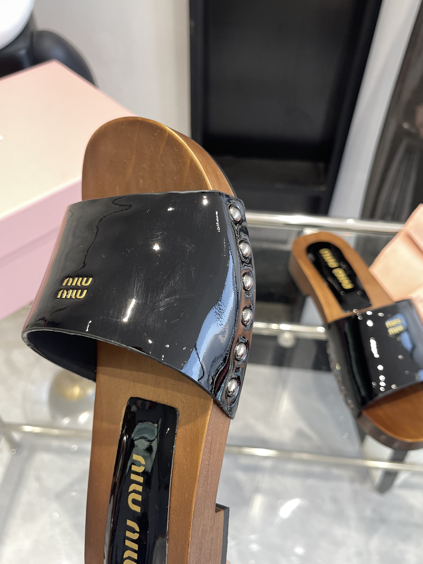 Miu Miu Wooden Sole Slippers