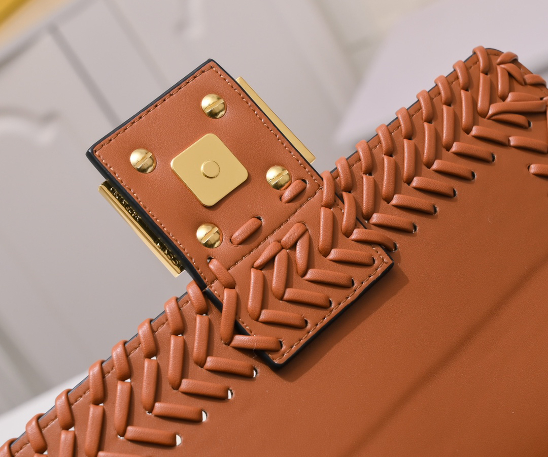 Fendi Baguette Medium Woven Lambskin Handbag