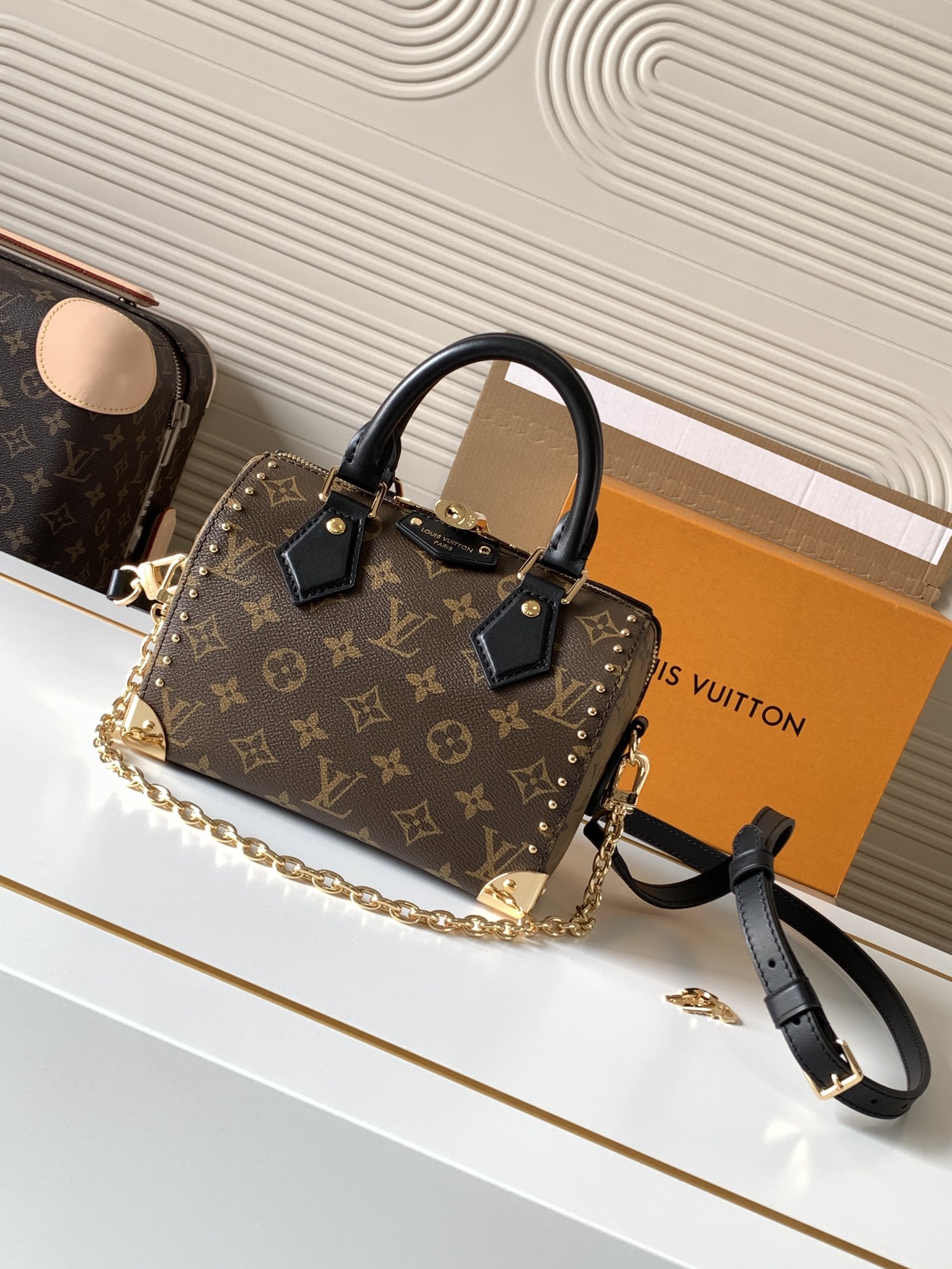 LV Speedy Trunk Leather Handbag