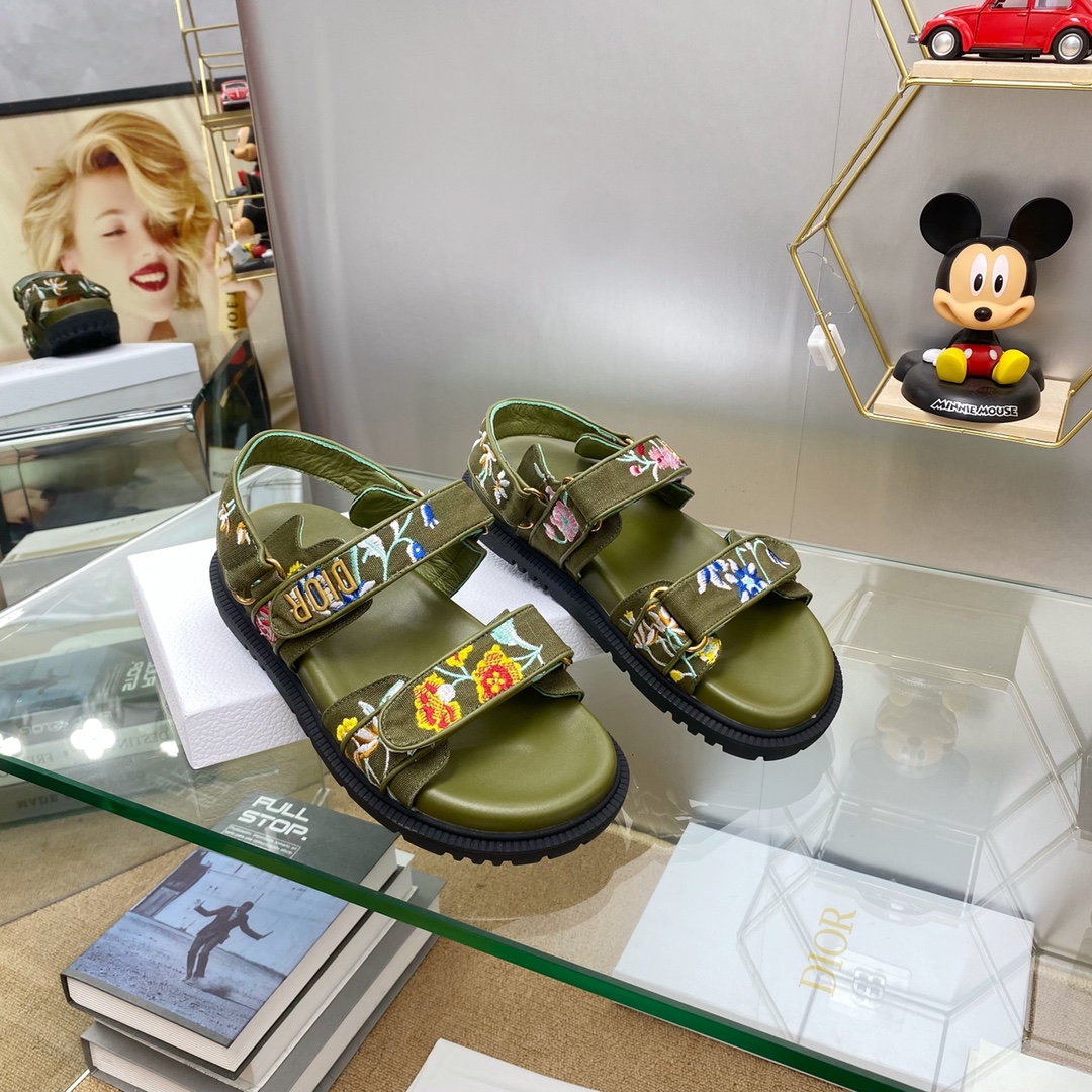 DIOR Embroidered Floral Print Sandals