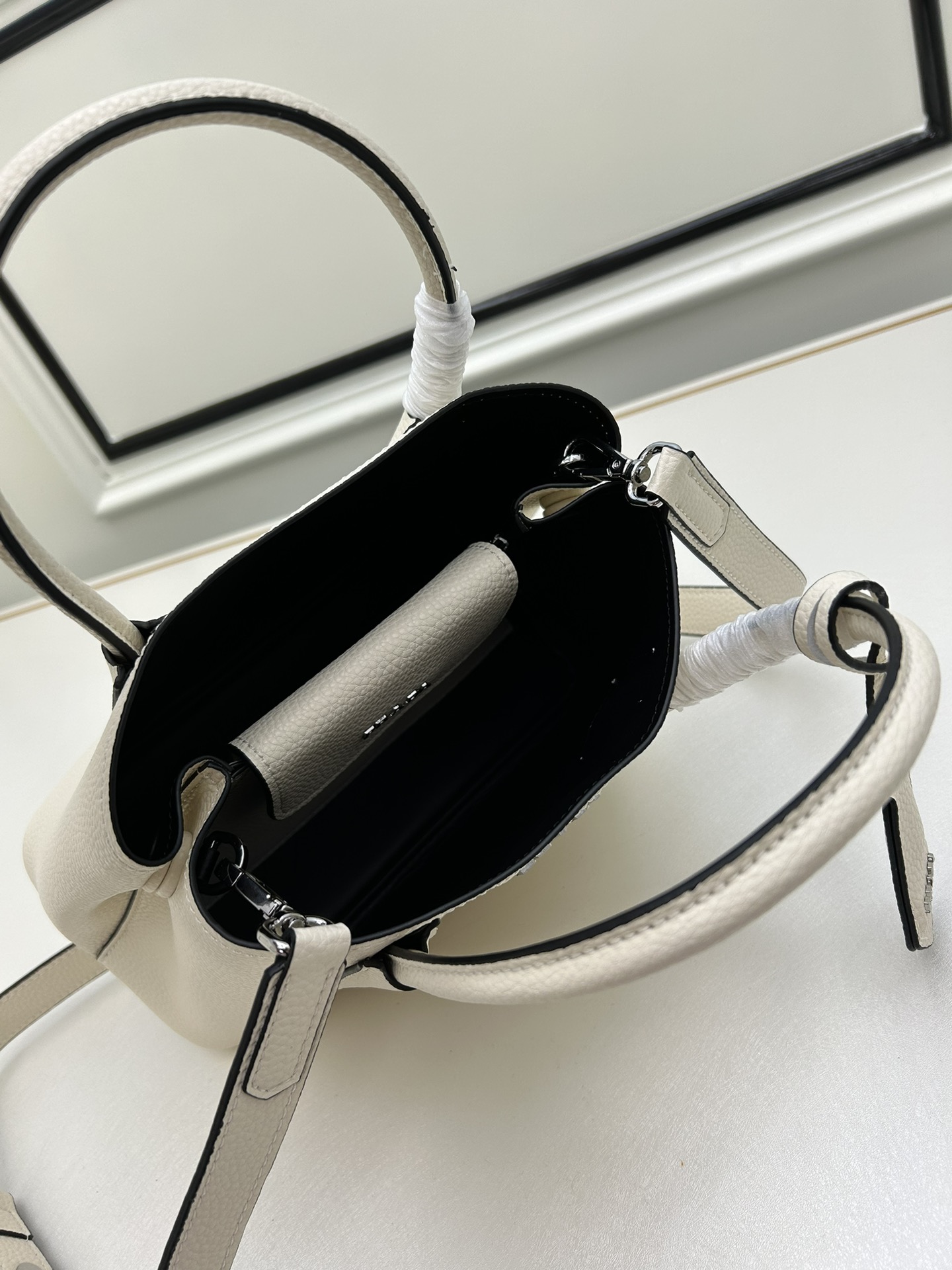 Prada Double Pebbled Leather Handbag