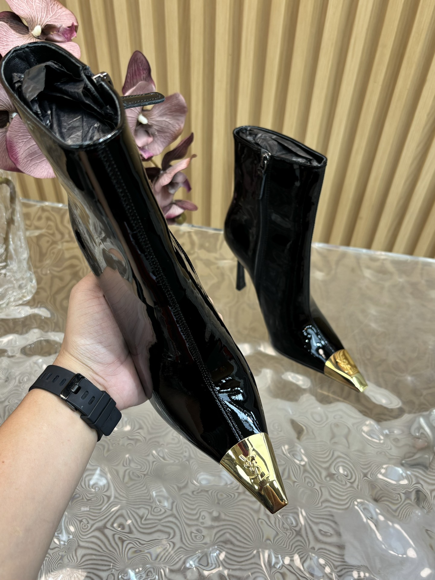 Saint Laurent Lee Patent Leather High-Heel Boots(11CM)