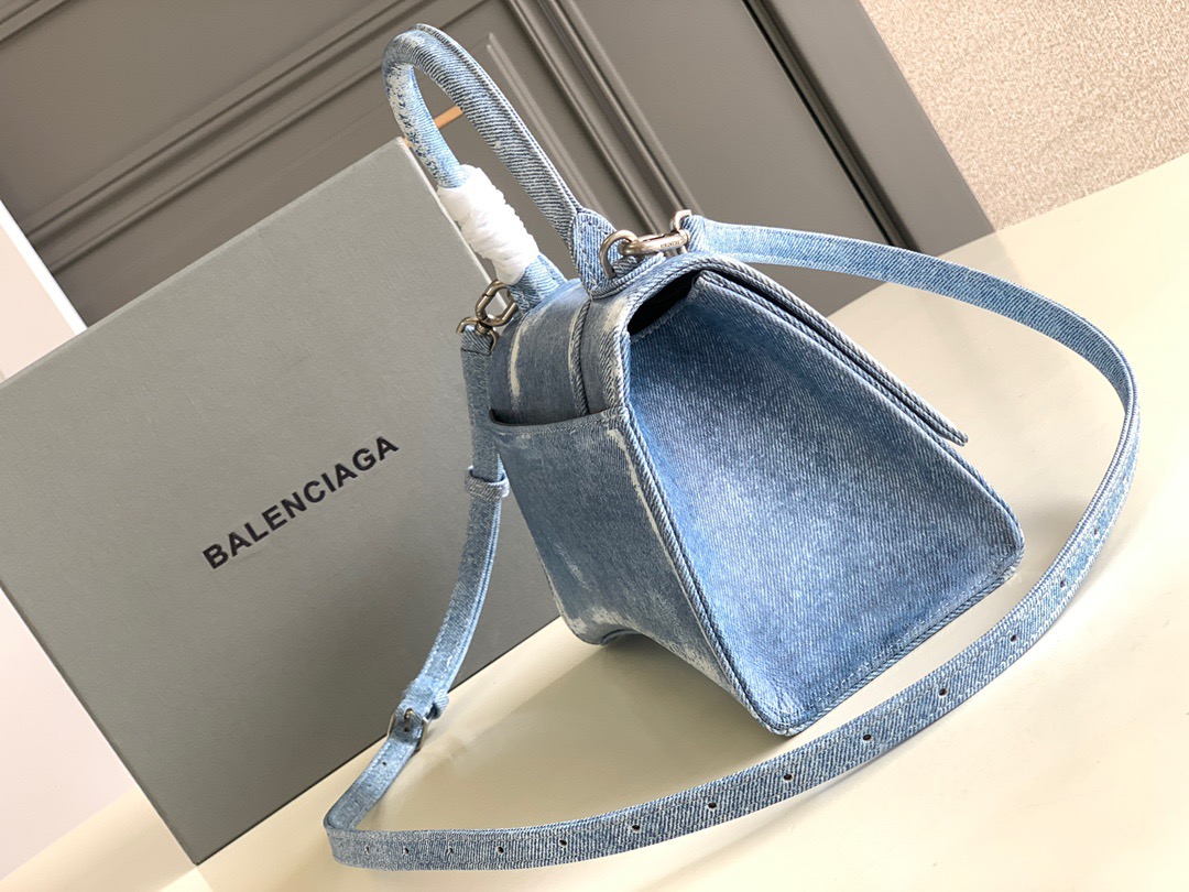 Balenciaga Glossy Crocodile-Embossed Leather Handbag