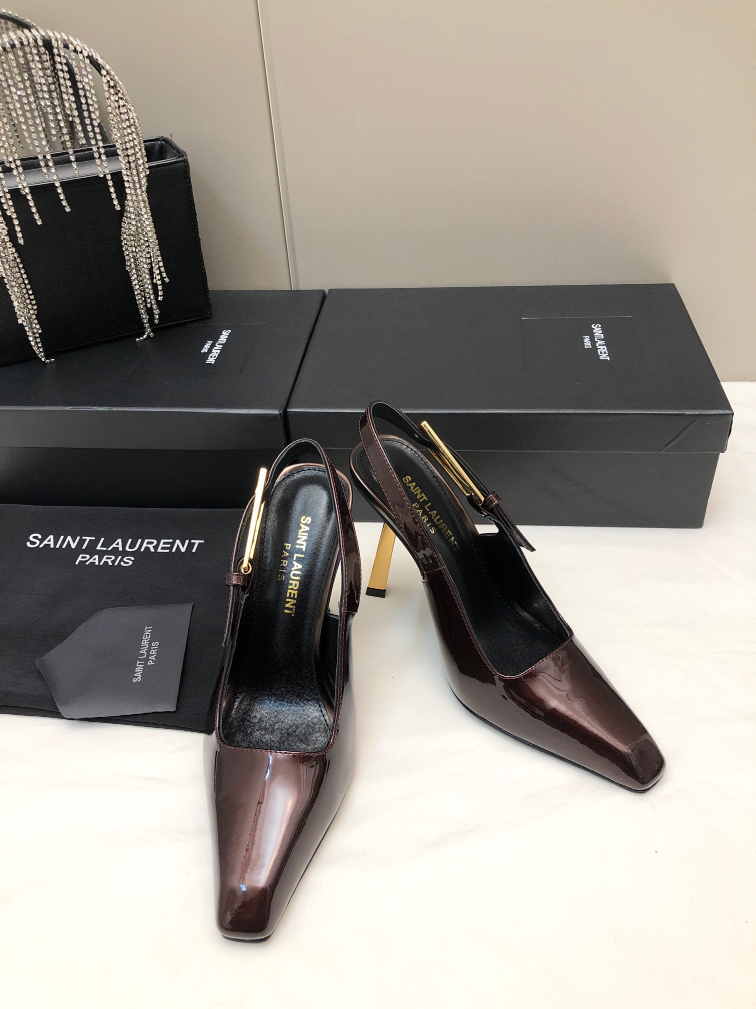 Saint Laurent Small Square-Toe High Heels