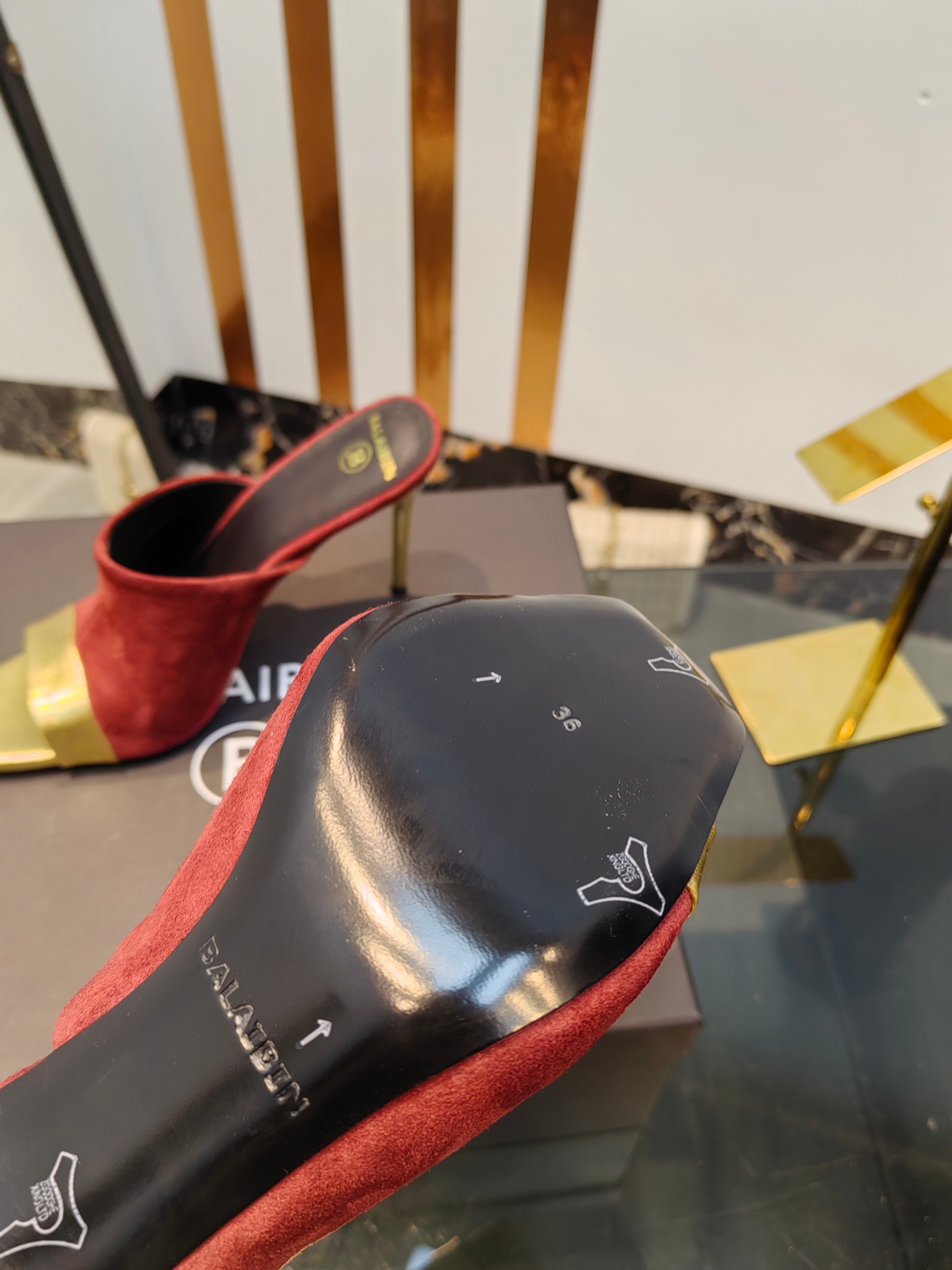 Balmain Square-Toed High-Heeled Slippers