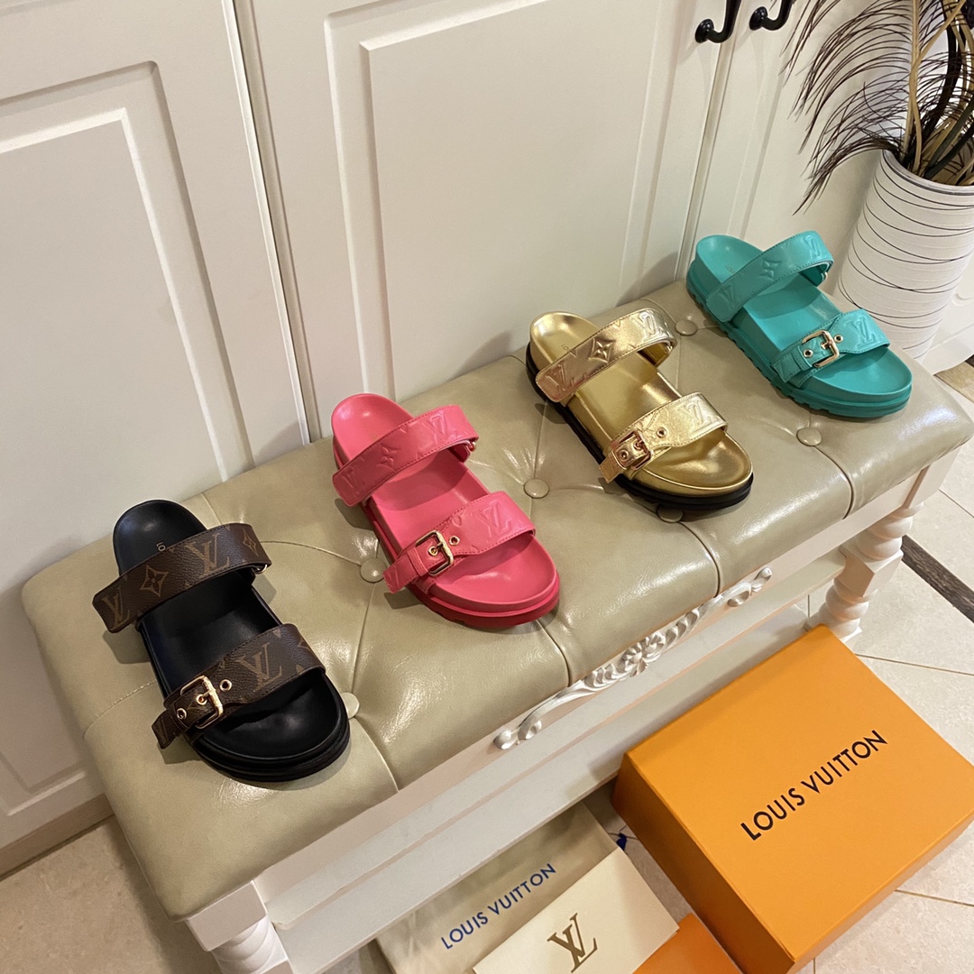 LV Fashionable Classic Versatile Leather Slippers