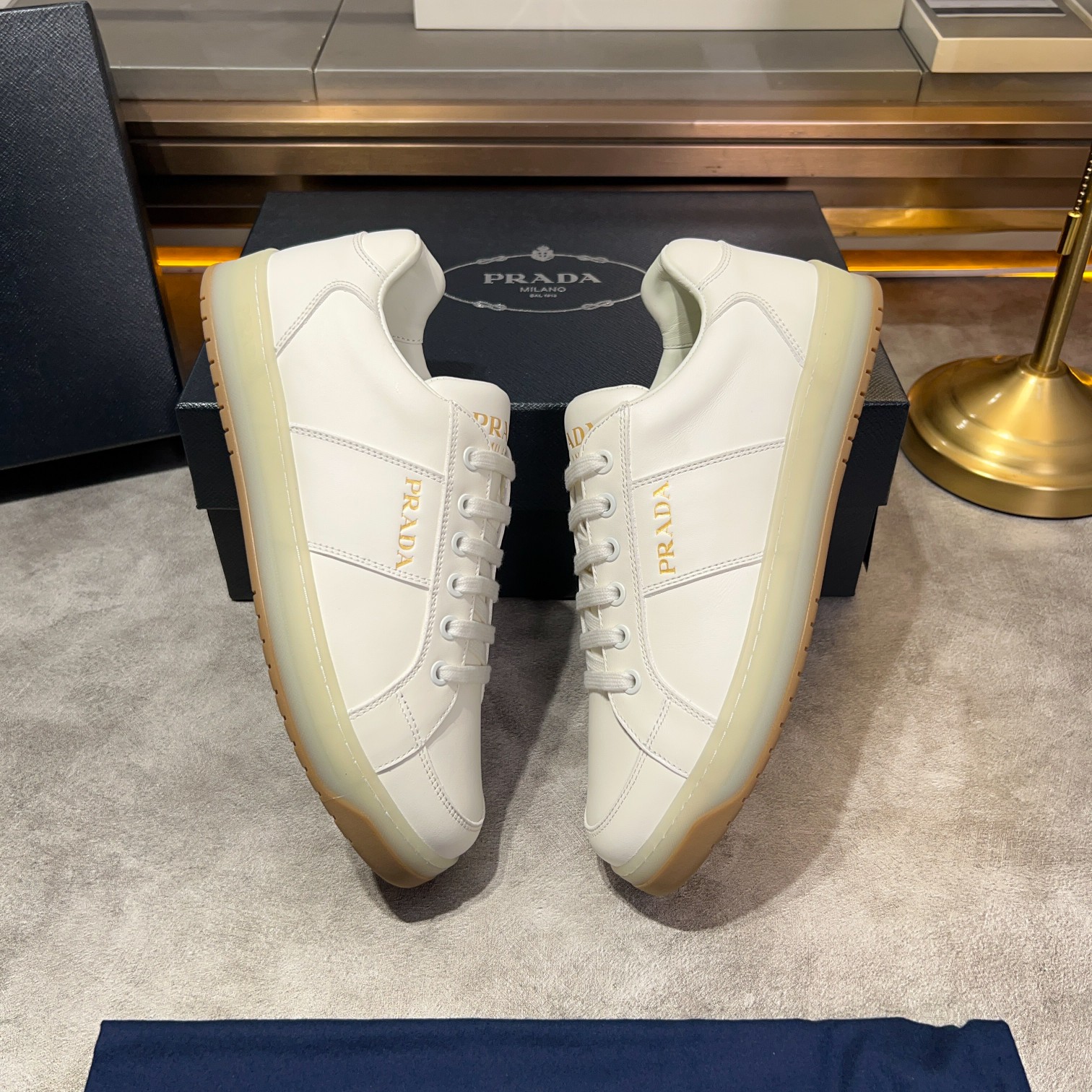 Prada White Lace-Up Sneakers