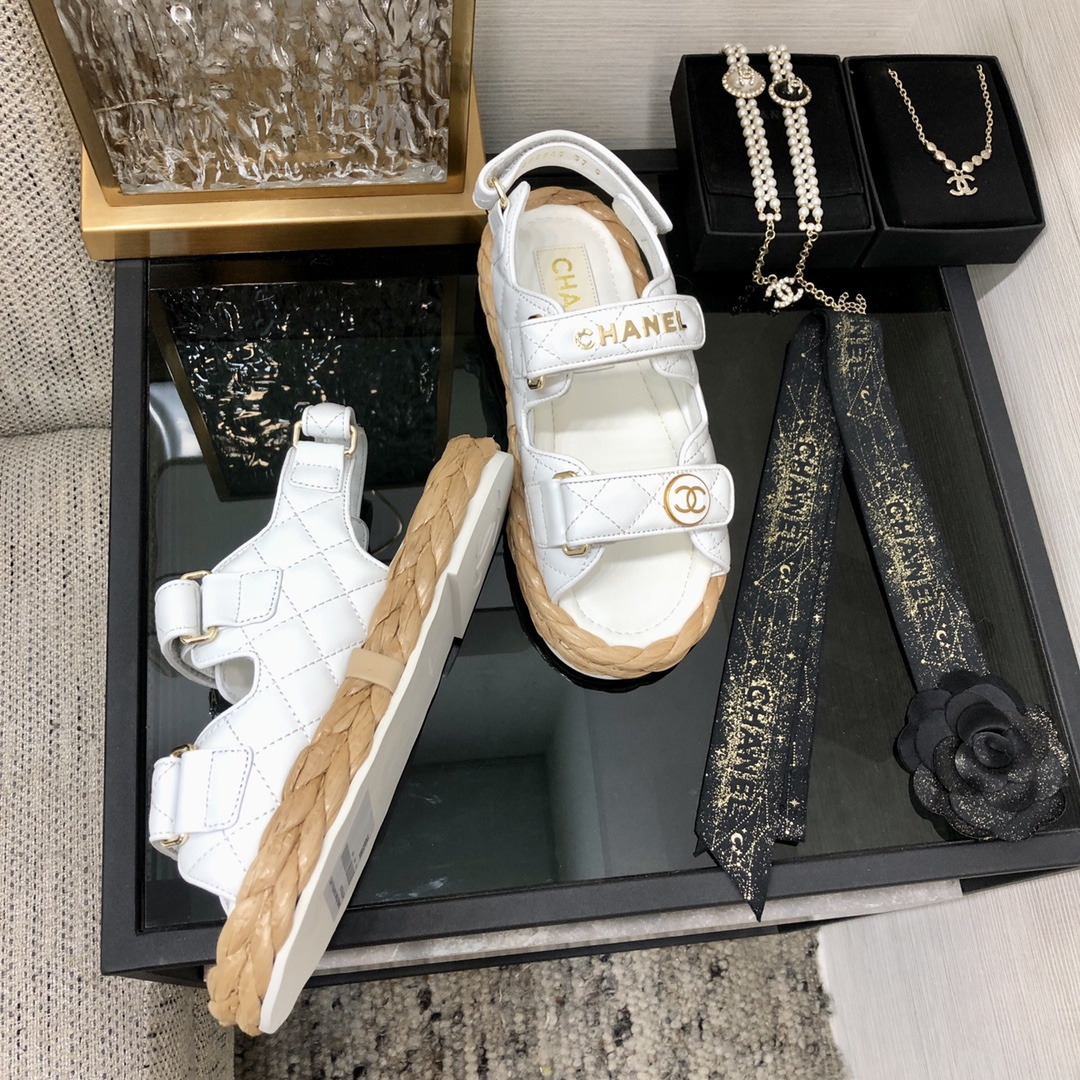 Chanel Original big brand luxury goods 1:1 high-end quality top qualityChanel Woven Velcro Sandals