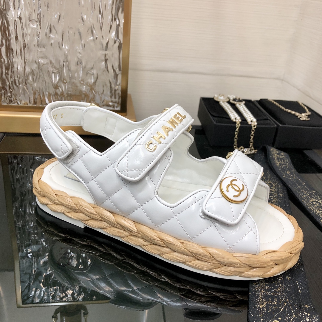 Chanel Original big brand luxury goods 1:1 high-end quality top qualityChanel Woven Velcro Sandals