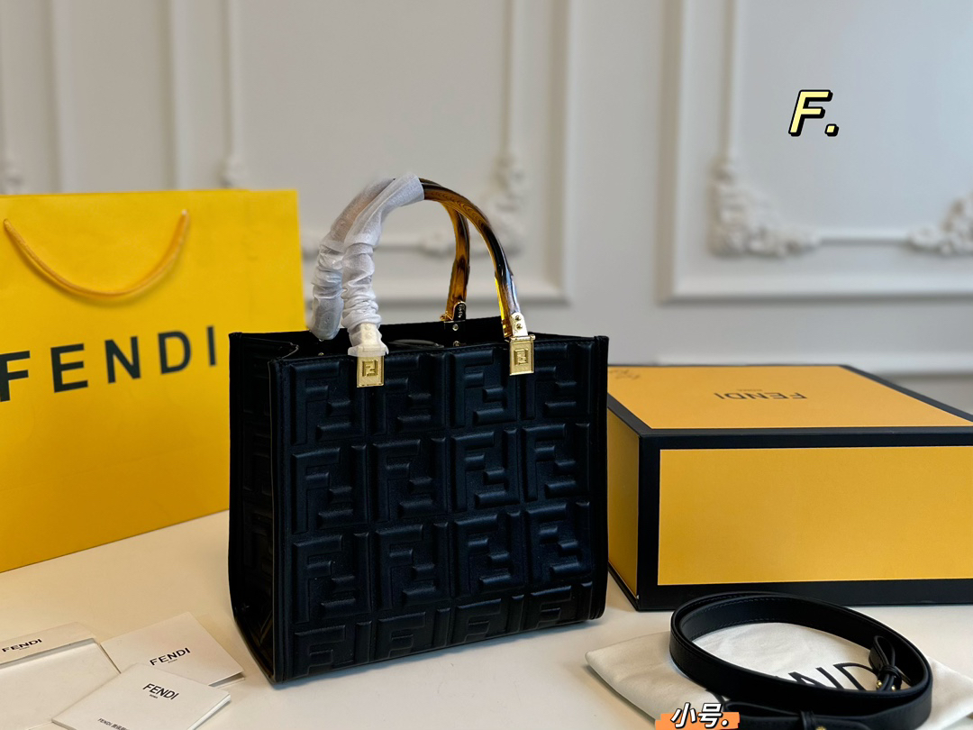 Fendi Square Leather Tote Handbag
