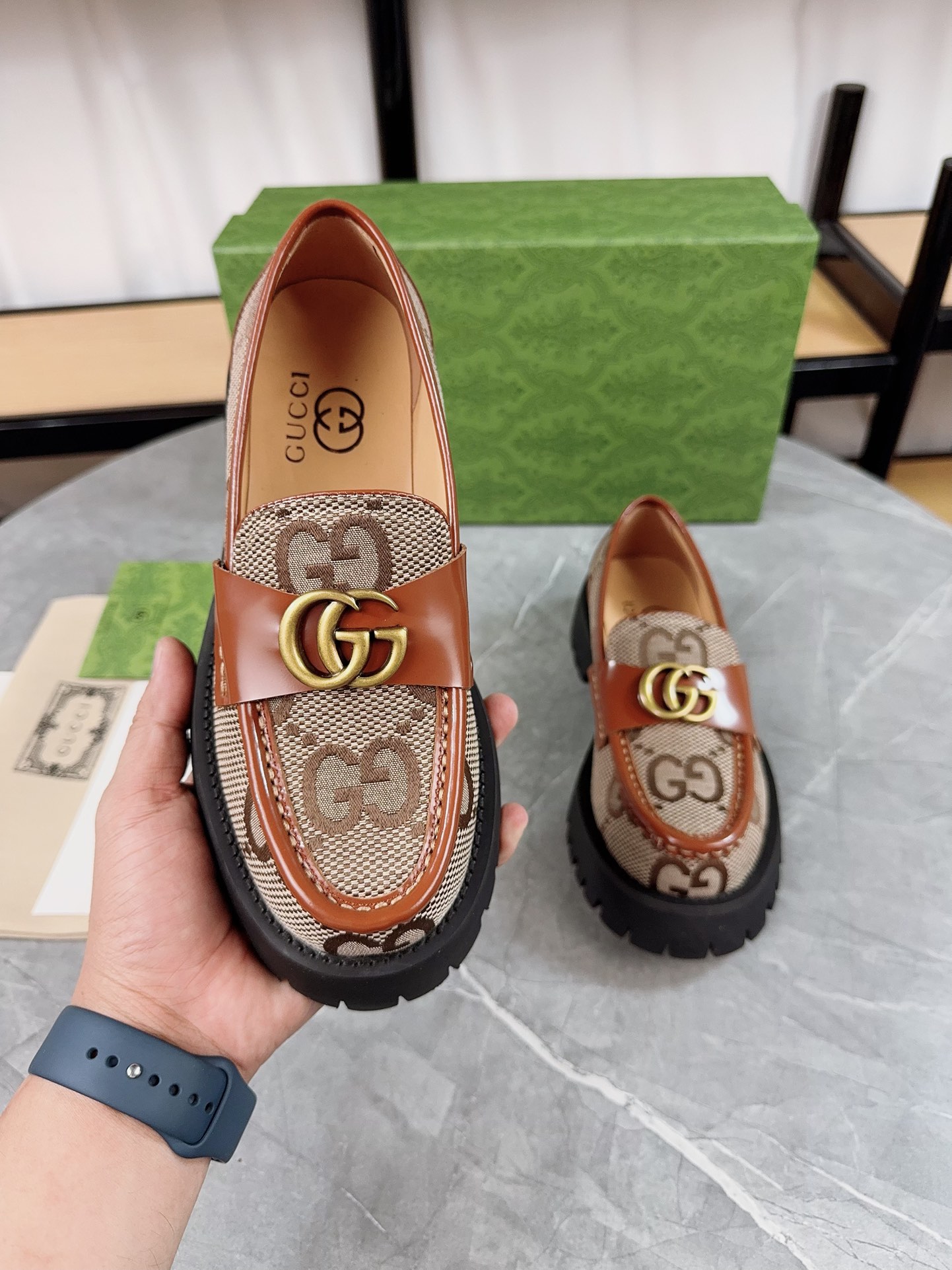 Gucci Thick-Soled Loafer Platform Shoes