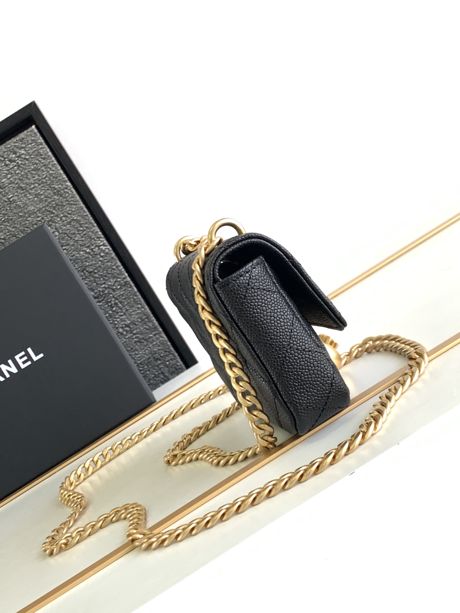 Chanel Classic Black Caviar Leather Single Shoulder Bag