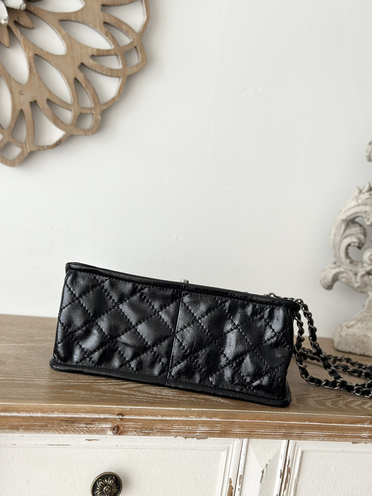 Chanel Black Resin Leather Flap Bag