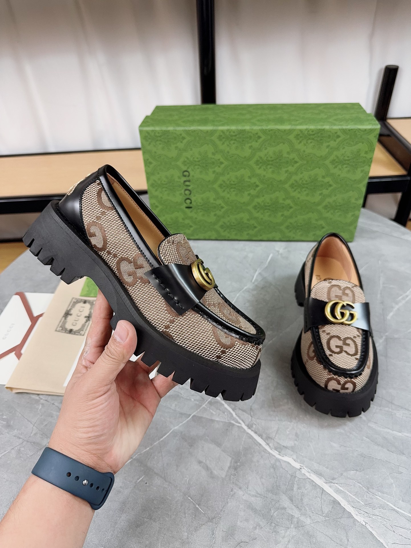 Gucci Thick-Soled Loafer Platform Shoes