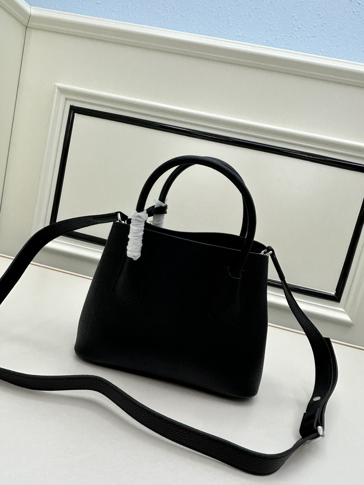 Prada Double Pebbled Leather Handbag