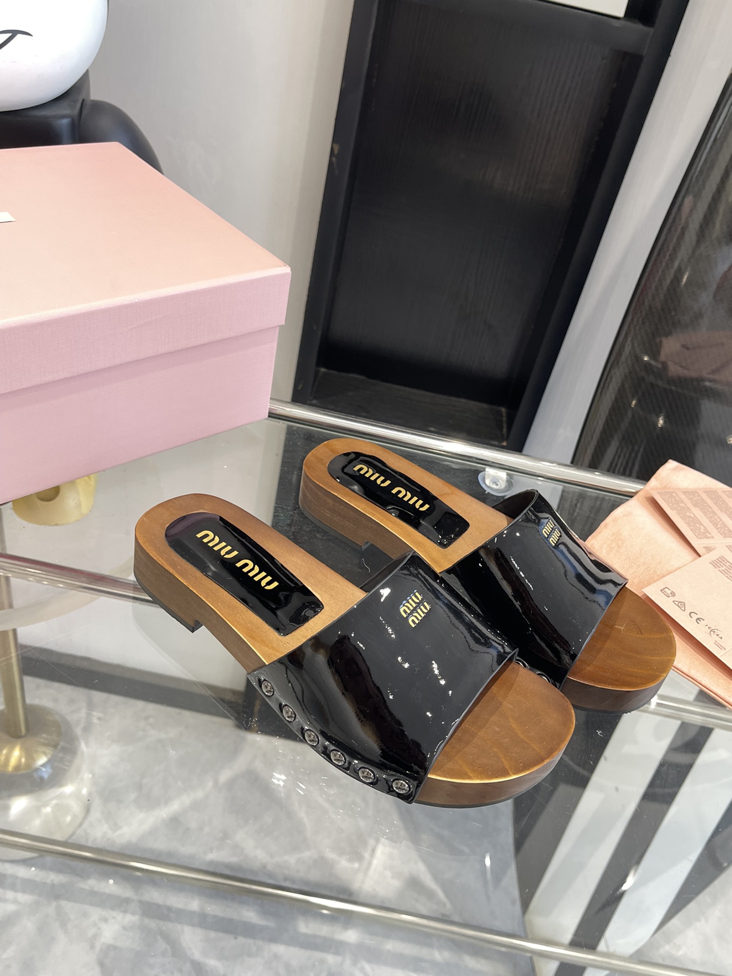 Miu Miu Wooden Sole Slippers