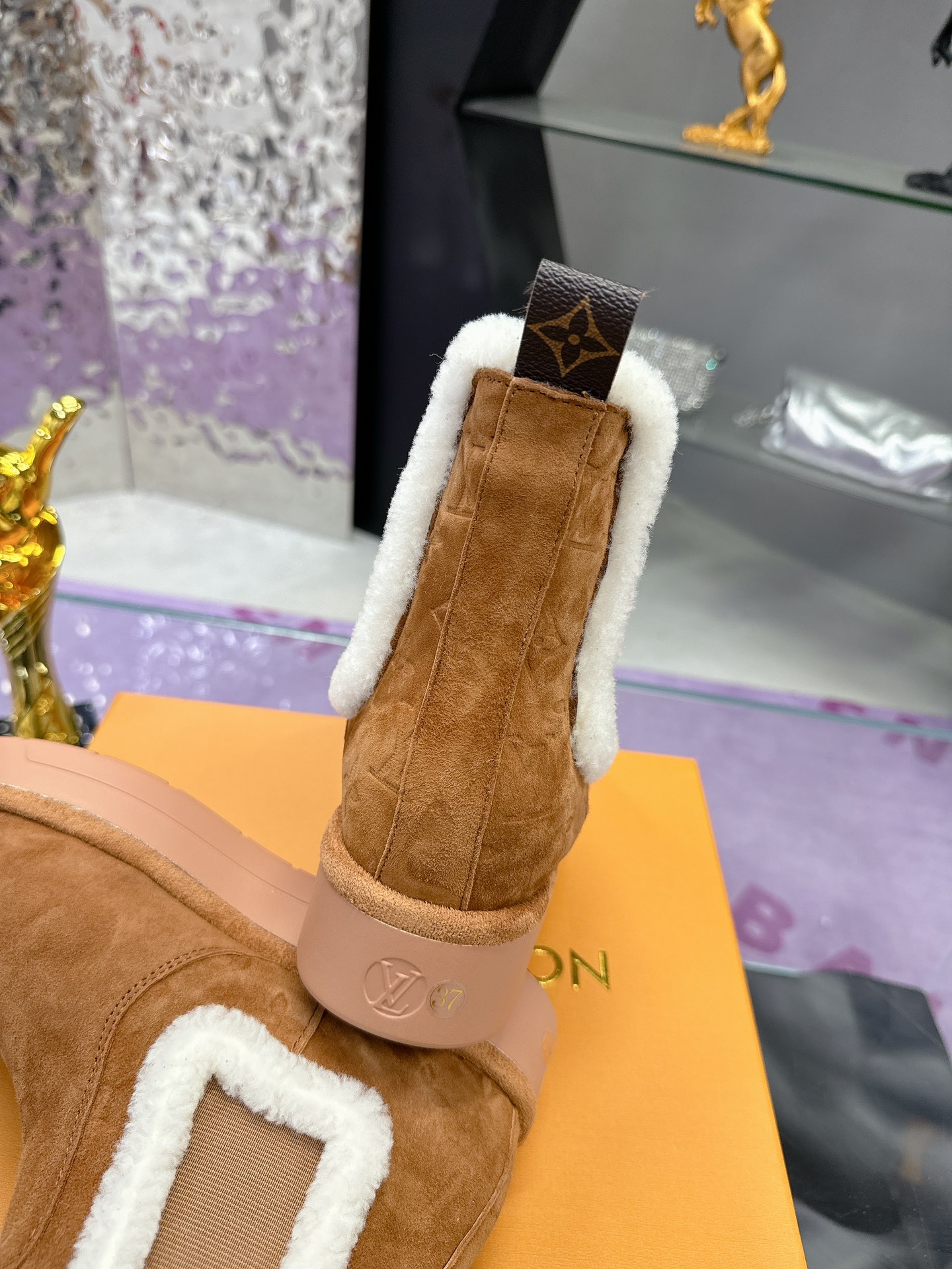 LV Winter Birkenstock-Style Fur Boots