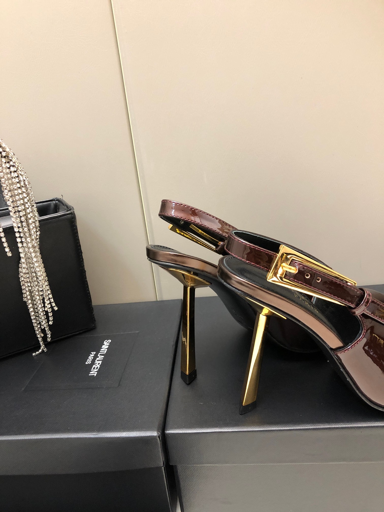 Saint Laurent Small Square-Toe High Heels