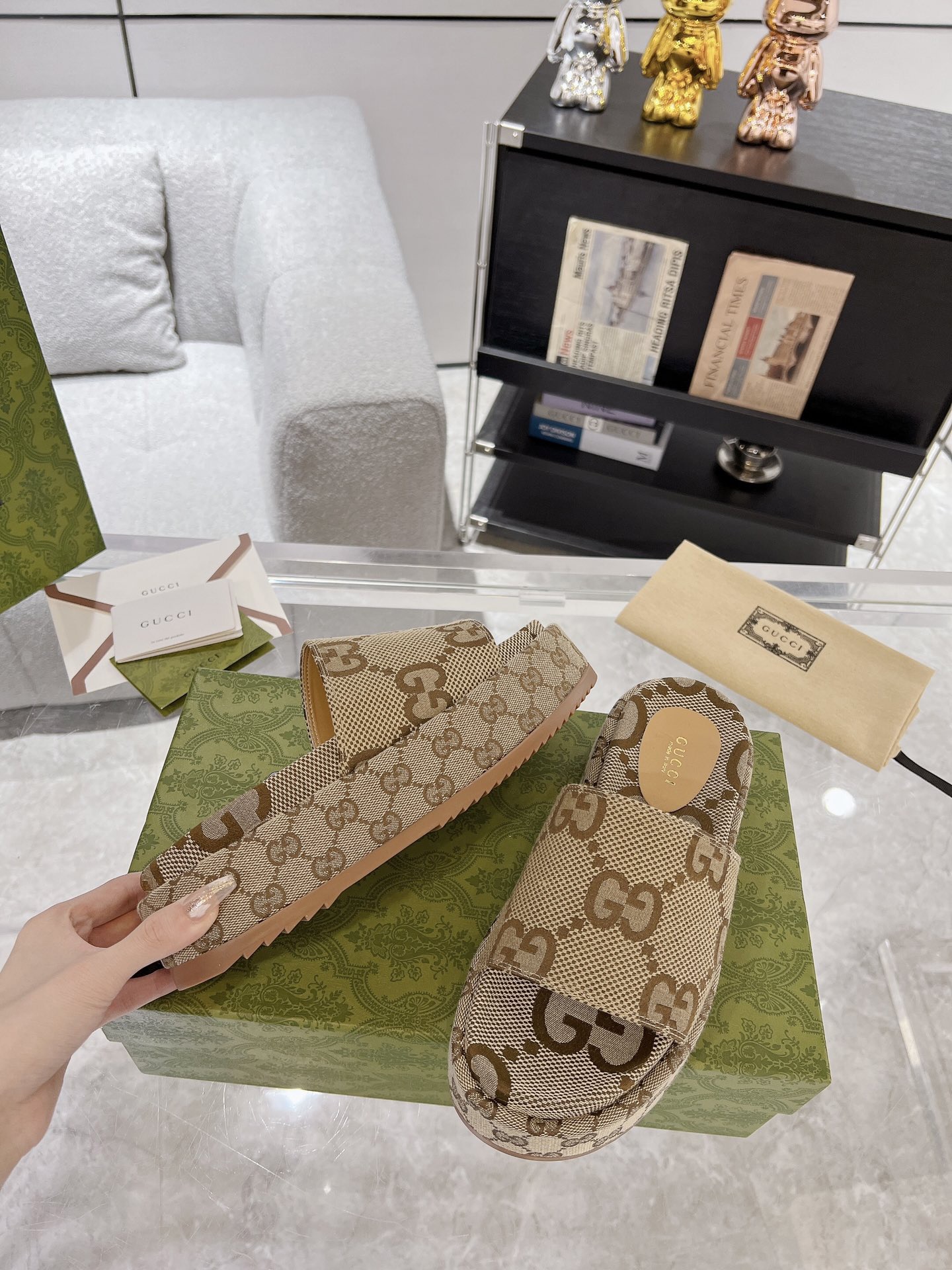 Gucci Chunky Classic Print Slippers