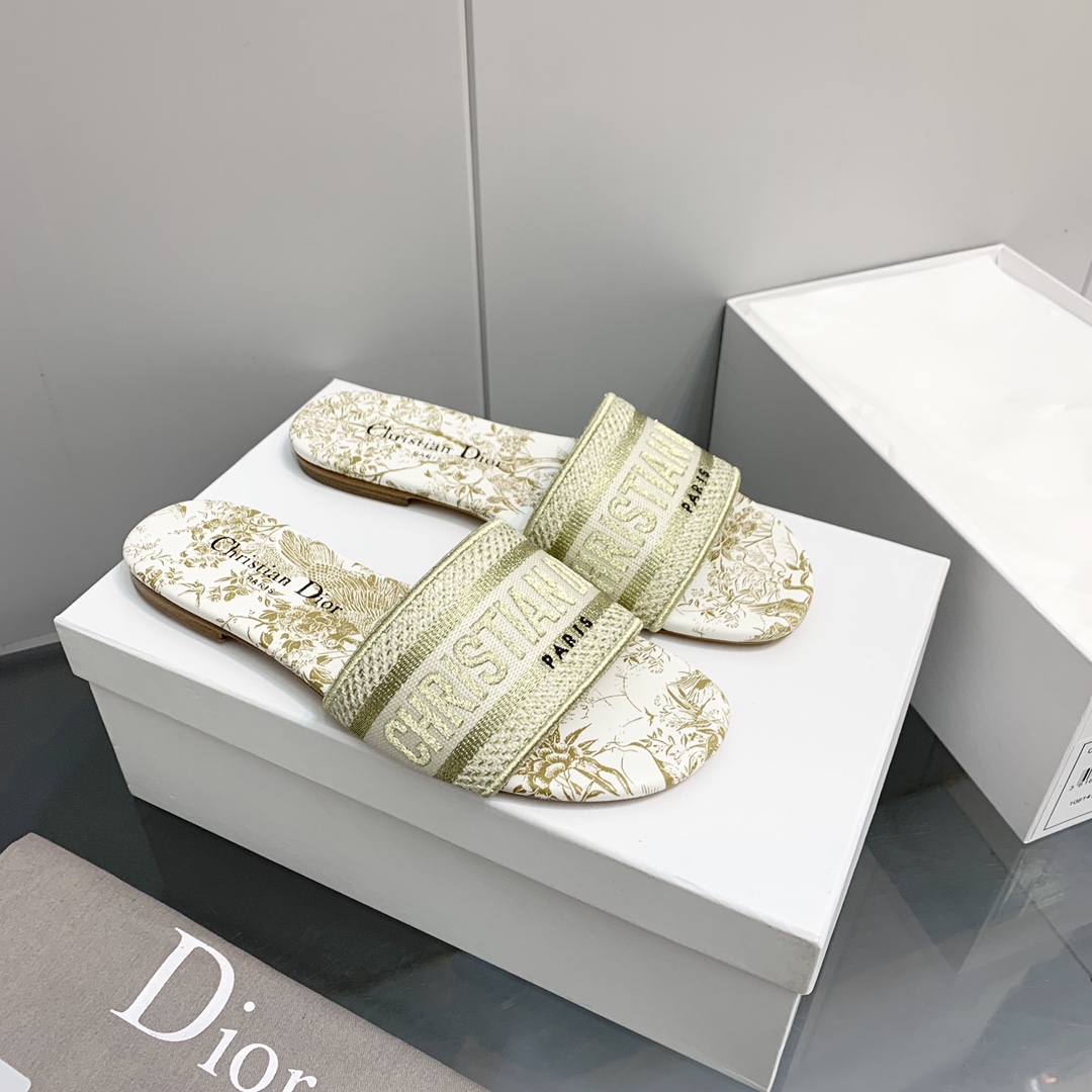 Dior Embroidered Cotton Slides