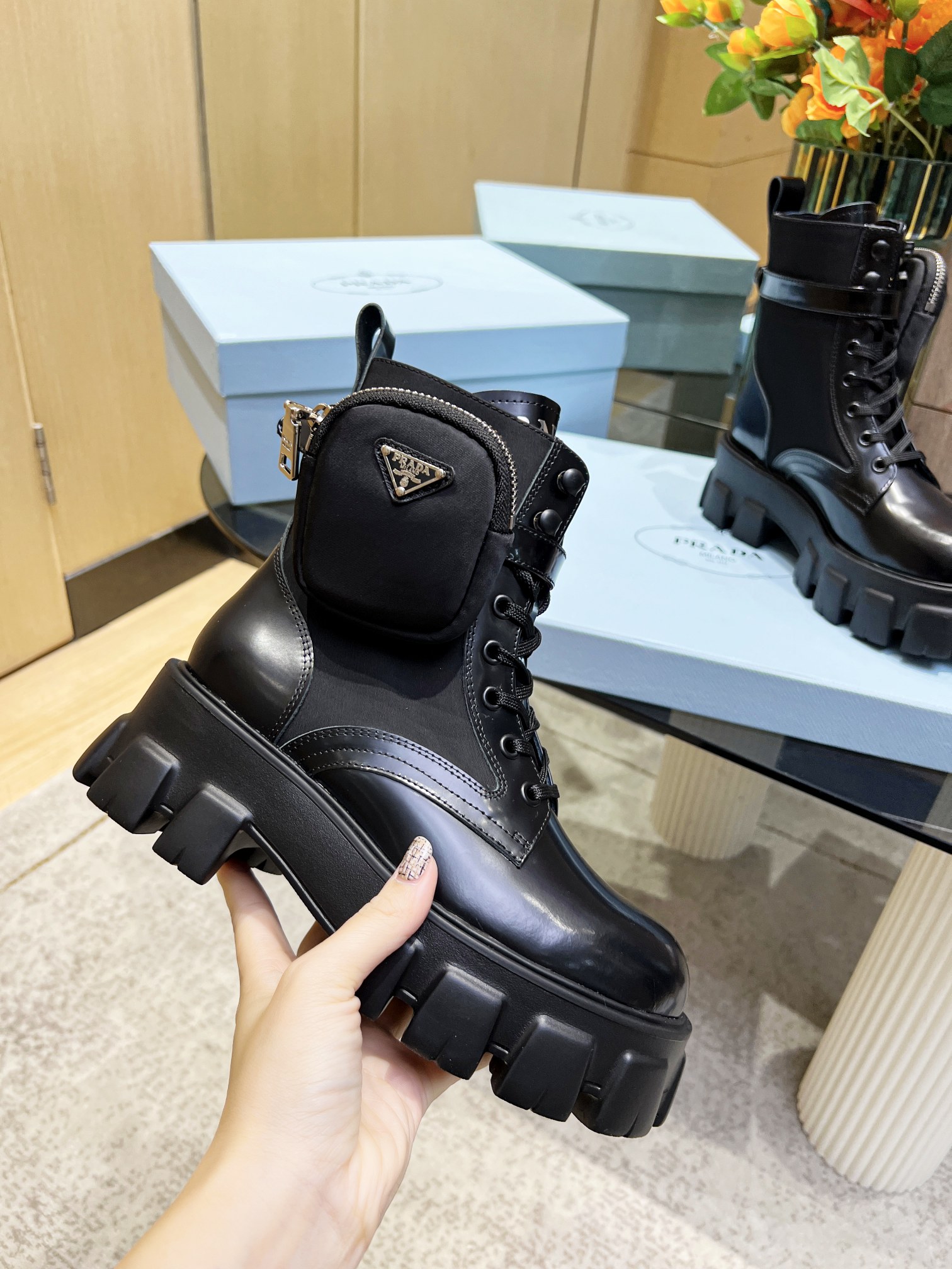 Monolith Leather and Re-Nylon Boots (with Pouch)