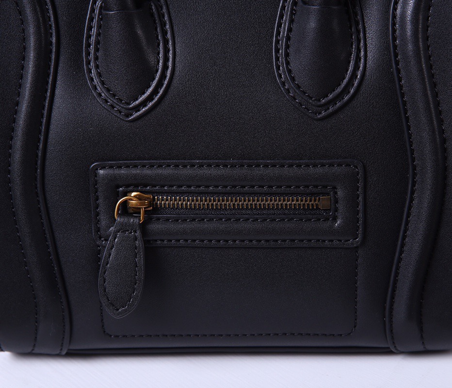 CELINE Leather Handbag with Handle and Shoulder Strap