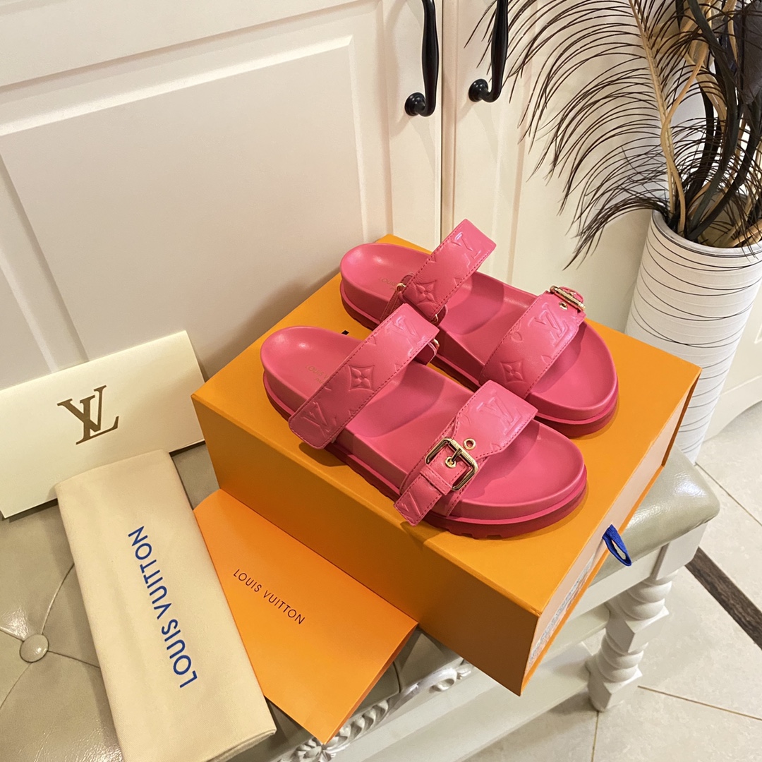 LV Fashionable Classic Versatile Leather Slippers
