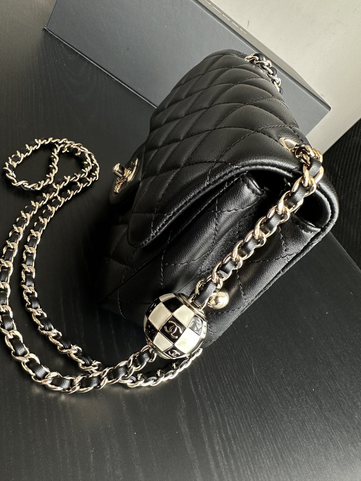 Chanel Black Calfskin Chain Bag