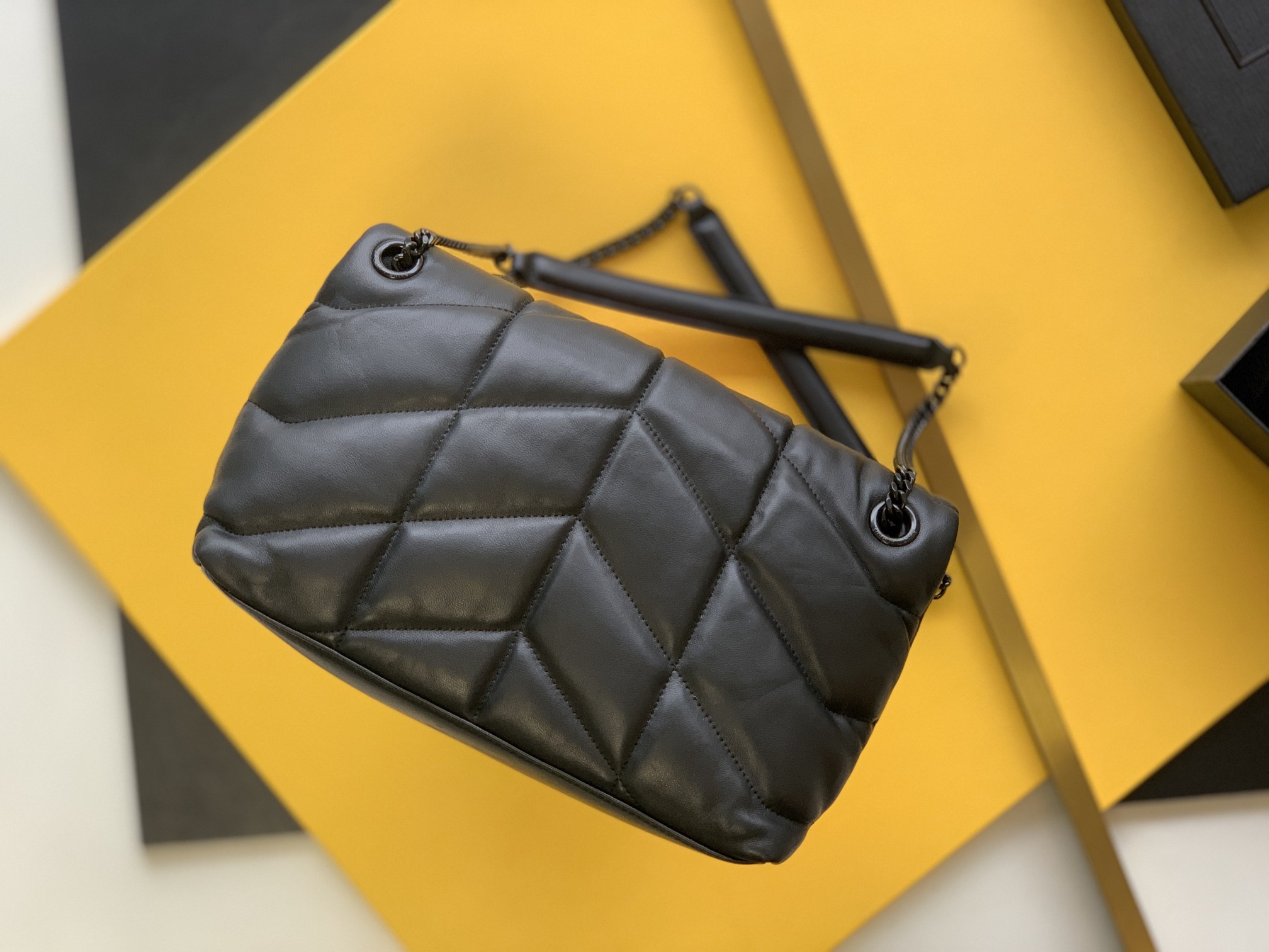 Saint Laurent Checkerboard Pattern Crossbody/Shoulder Chain Bag in Black