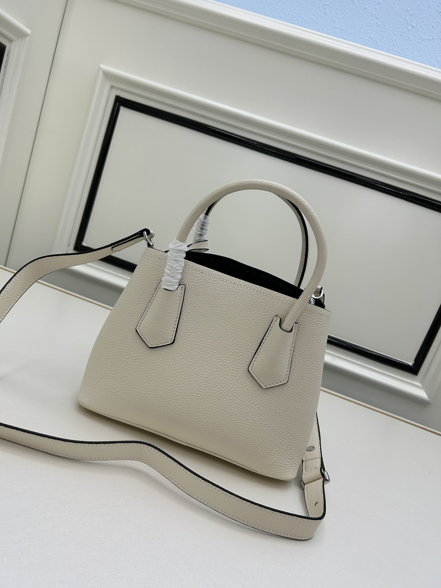Prada Double Pebbled Leather Handbag