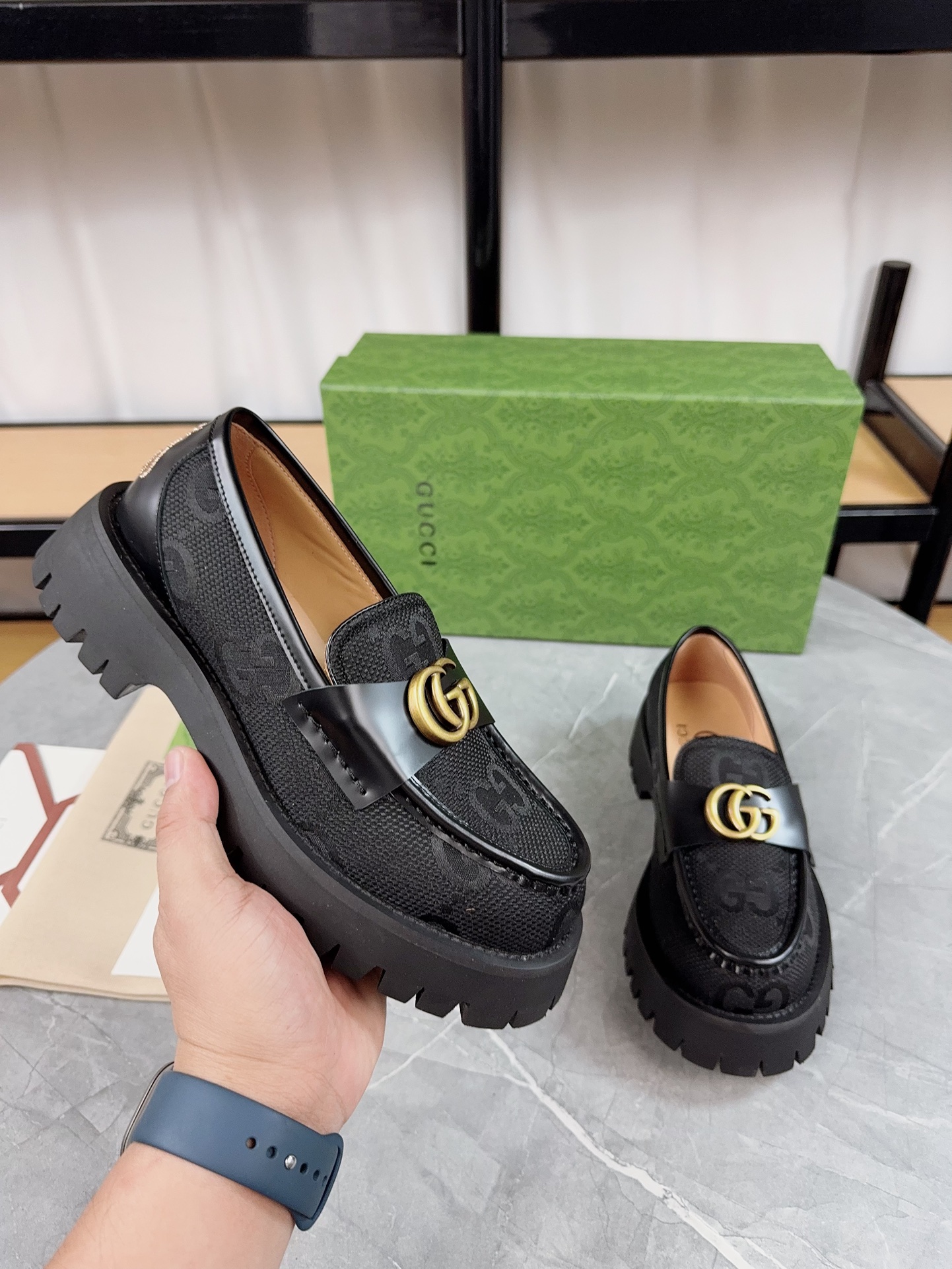 Gucci Thick-Soled Loafer Platform Shoes