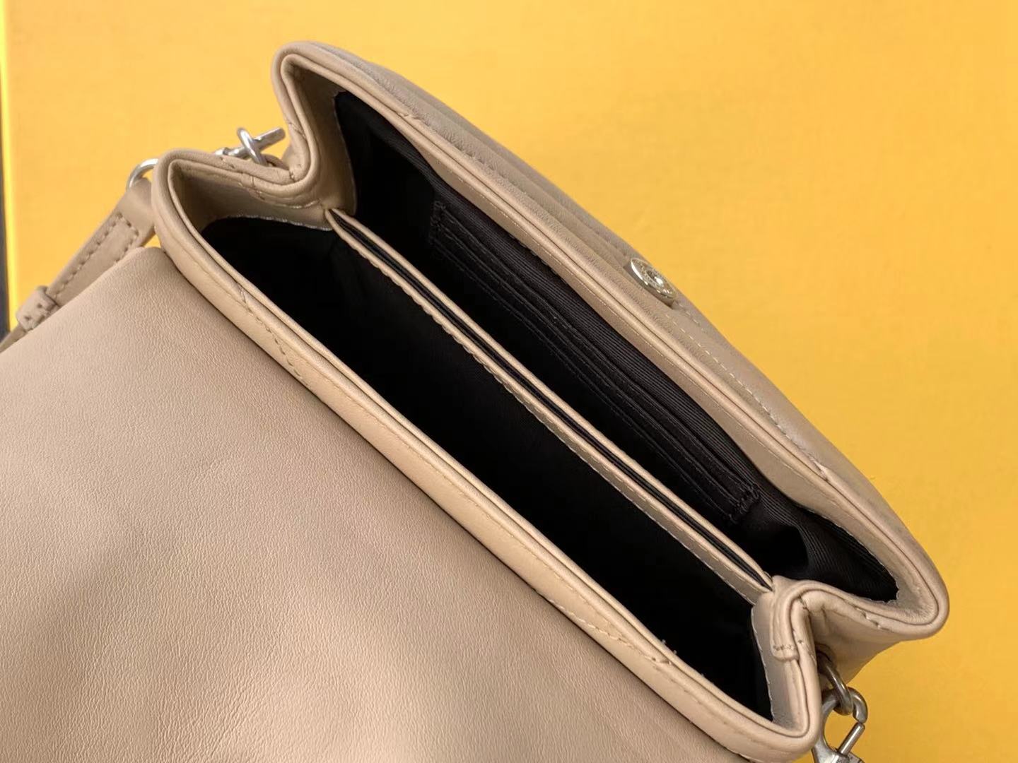 Saint Laurent Paris Beige-Brown Leather Women's Crossbody Bag