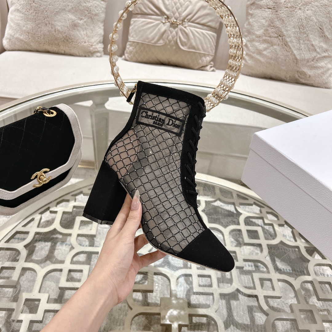 DIOR Spring-Summer Jardin d'Hiver Embroidered Jacquard Mesh Boots