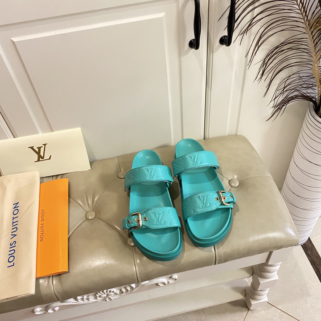 LV Fashionable Classic Versatile Leather Slippers