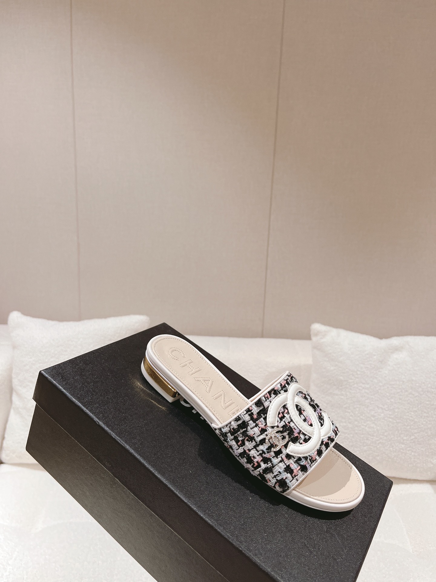 Chanel Woven Flat Slippers