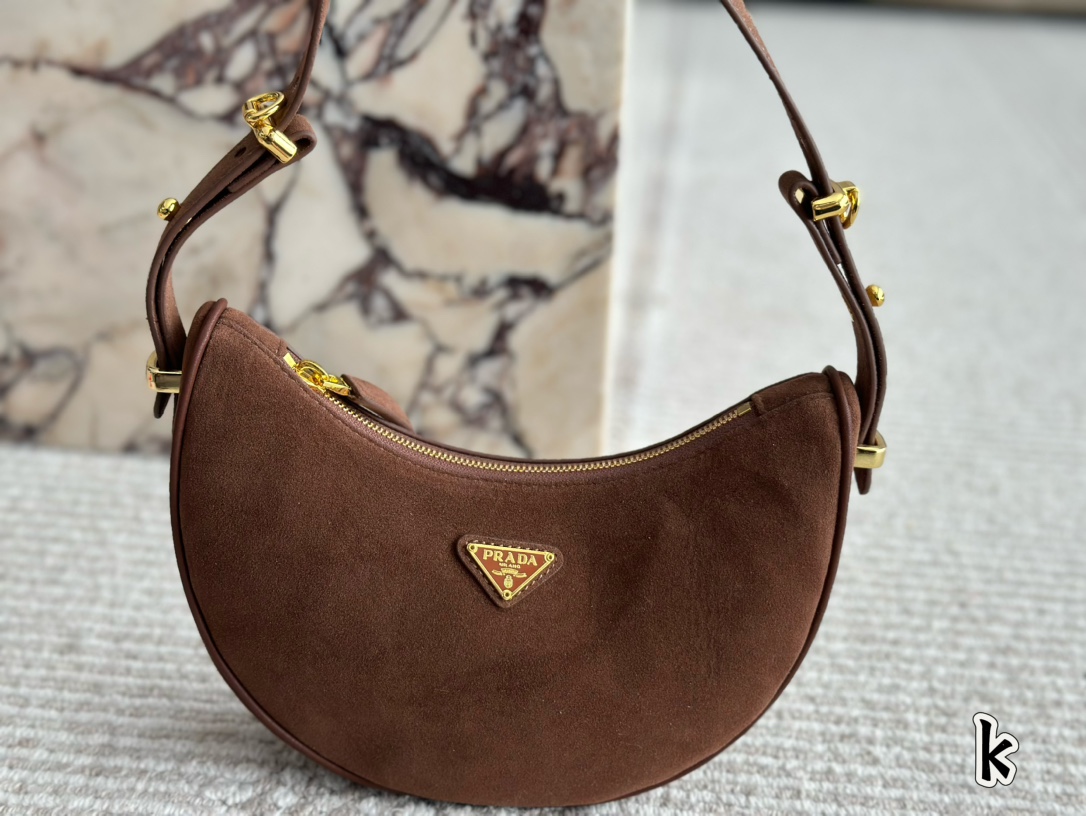 Prada Arqué Velvet Underarm/Shoulder Bag