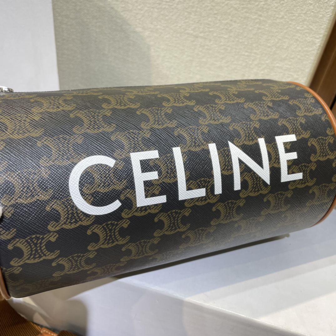 Original big brand luxury goods 1:1 high-end quality top qualityCELINE new logo print cylinder bagOriginal big brand luxury goods 1:1 high-end quality top original size copy