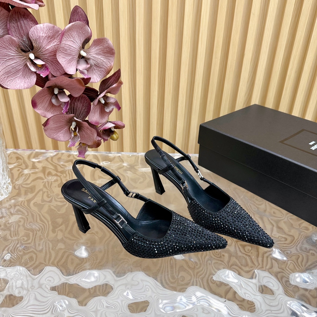 Saint Laurent Australian Diamond Cat-Heel Shoes