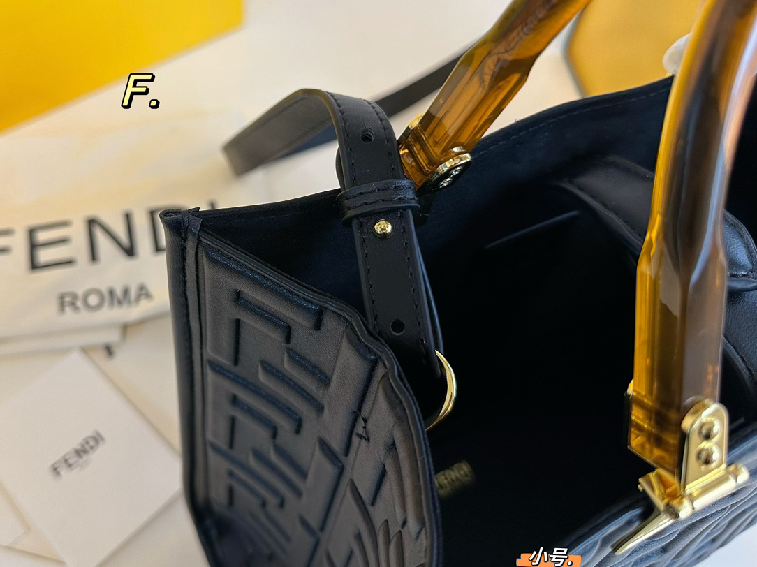 Fendi Square Leather Tote Handbag