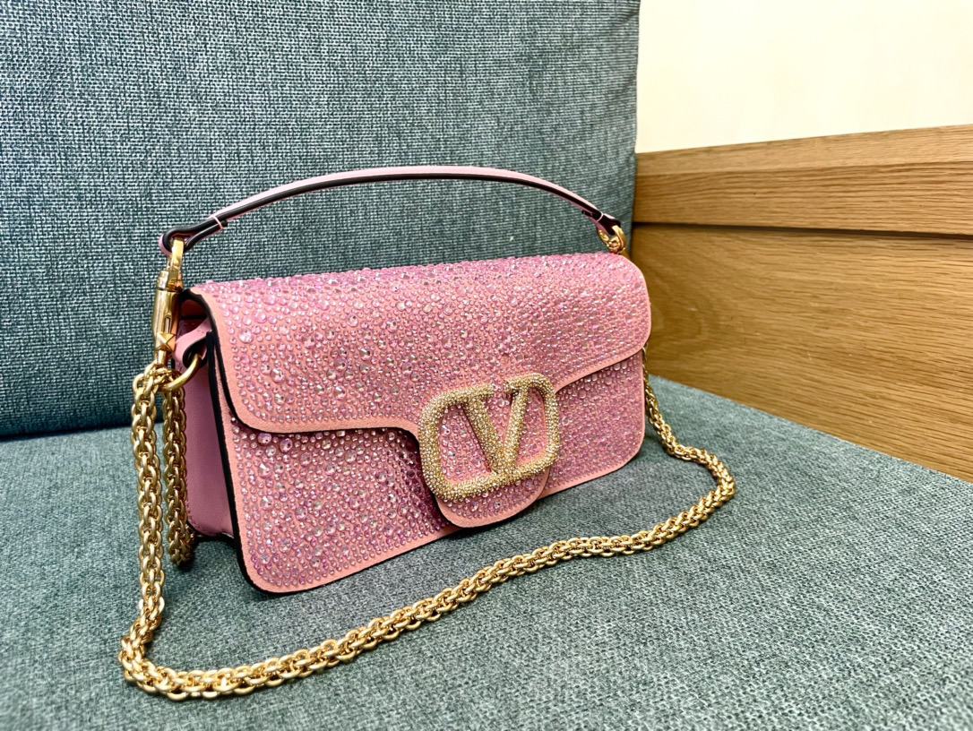 Valentino Calfskin Handbag with Embellished Diamonds