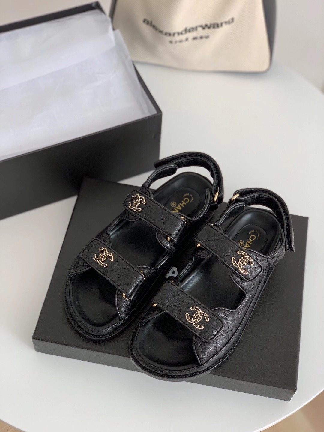 Chanel Glossy Calfskin Sandals