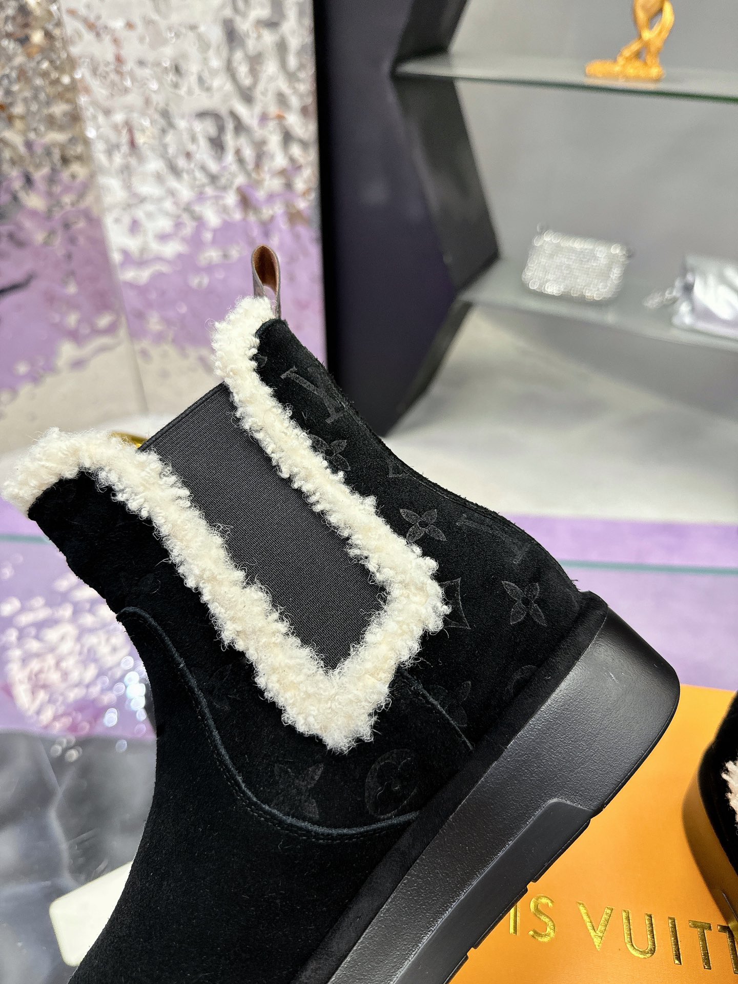 LV Winter Birkenstock-Style Fur Boots
