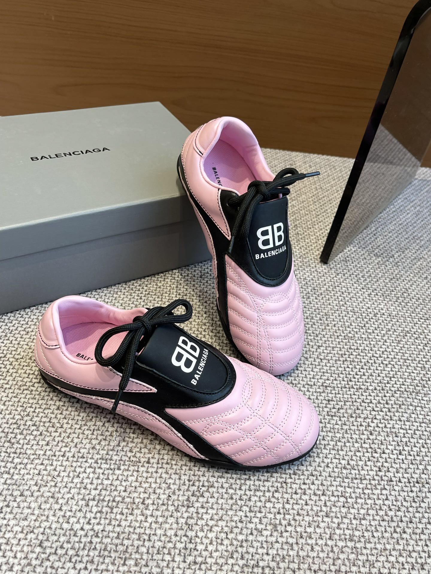 Balenciaga Sheepskin Checkerboard Baseball Shoes