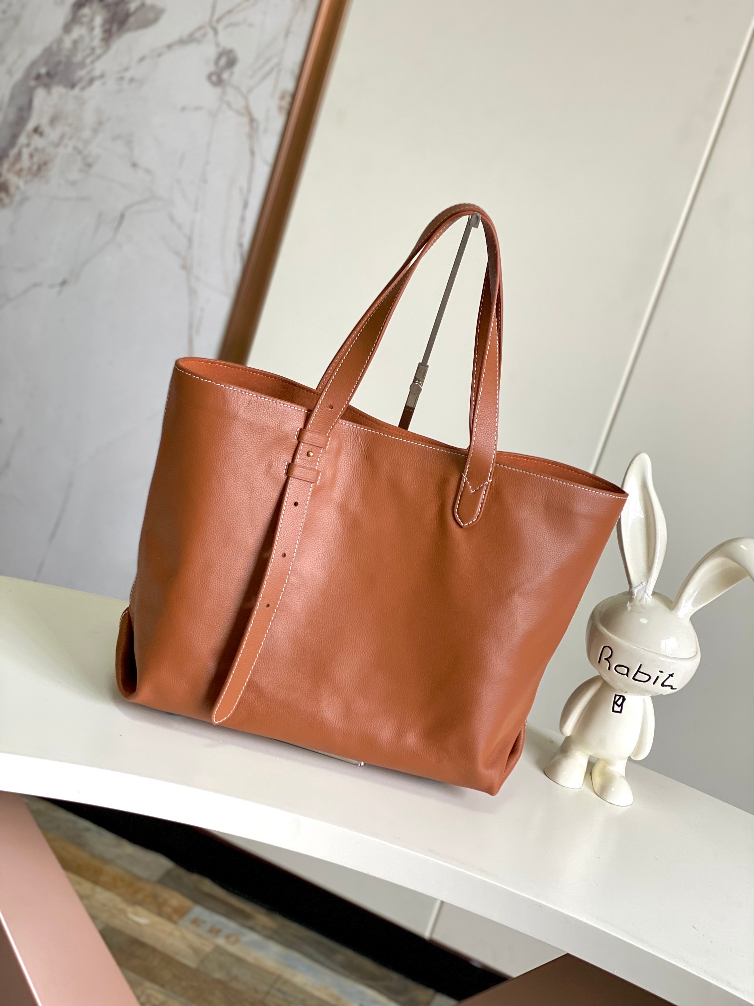 LV Low-Key Hobo Top-Grain Leather Tote Bag