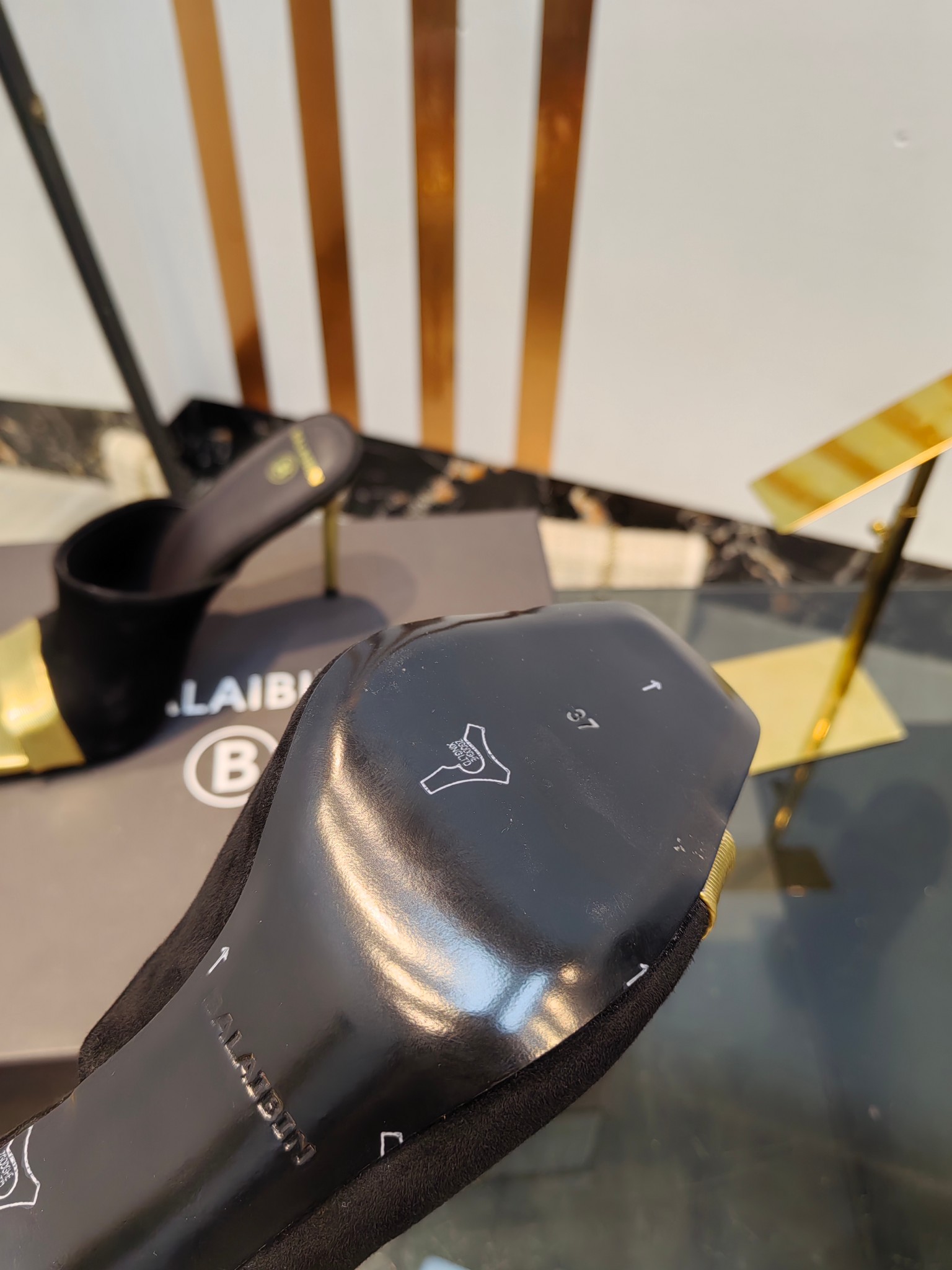 Balmain Square-Toed High-Heeled Slippers